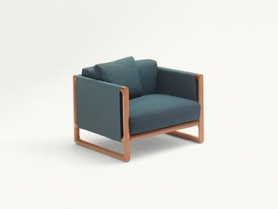 PORTOFINO - Upholstered garden armchair with removable cover with armrests _ Paola Lenti