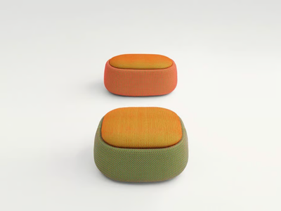 SMILE - Upholstered pouf with removable lining _ Paola Lenti