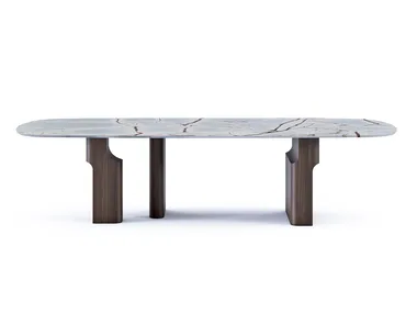 KENYA - Rectangular marble table with wooden base _ Paolo Castelli