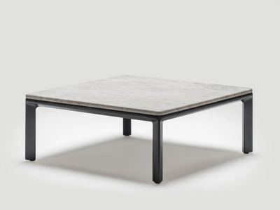 EATON - Square low ash coffee table with marble top _ Papell Design