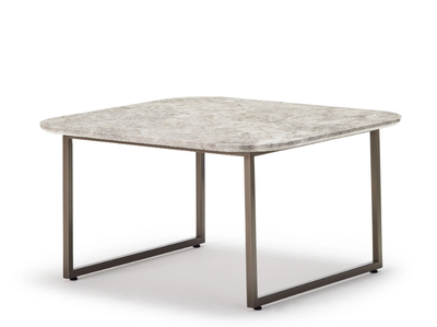 KATALANA - Square brass coffee table with marble top _ Papell Design
