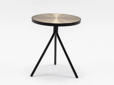 LUNA - Round ash high side table with brushed steel top _ Papell Design