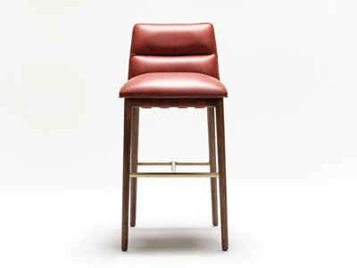 URIAH - Leather and ash barstool with back _ Papell Design