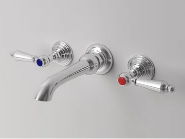 CARUSO - 3 hole wall-mounted washbasin tap with pop up waste _ Park Avenue