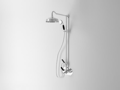 DARK BLACK - Wall-mounted thermostatic shower panel with hand shower _ Park Avenue
