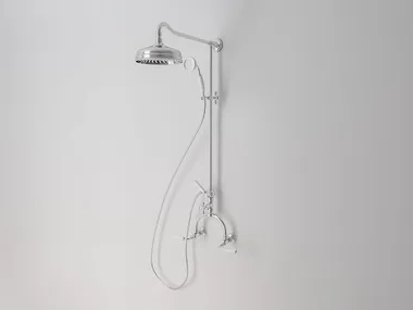 DARK WHITE - Wall-mounted shower panel with overhead shower _ Park Avenue
