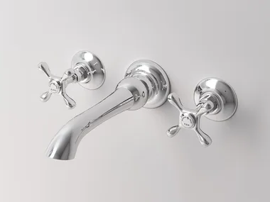 JAMES - Deco 3 hole wall-mounted washbasin tap with pop up waste _ Park Avenue