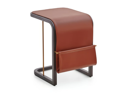 FLENTO - Leather high side table with integrated magazine rack _ PARLA