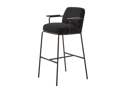 PALM COMPACT COMFORT A - Upholstered high painted metal stool with armrests _ PARLA
