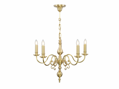 ROTTERDAM 5 ARMED CHANDELIER - Brass chandelier _ Patinas Lighting