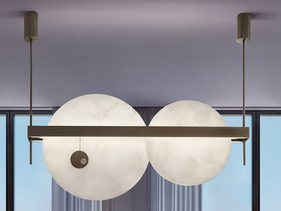 LUNA NUOVA - LED pendant lamp in alabaster and metal _ Patrizia Volpato