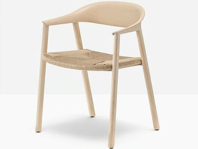HÉRA STRAW - Wooden chair with armrests _ Pedrali