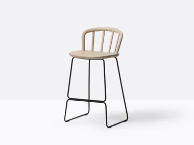 NYM 2858 - Sled base high ash stool with footrest _ Pedrali