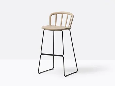 NYM 2859 - Sled base high ash stool with footrest _ Pedrali