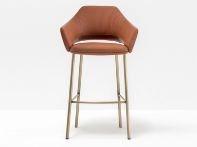 VIC 648 - High leather stool with armrests with back _ Pedrali