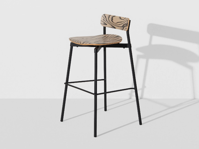 FROMME - High stackable wooden stool with footrest _ Petite Friture