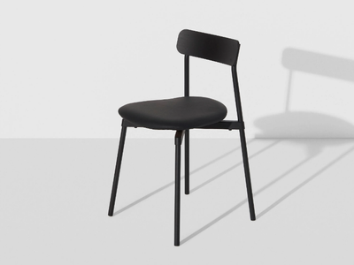 FROMME - Stackable chair with leather seat _ Petite Friture