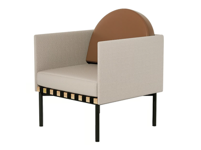 GRID - Fabric and leather armchair with armrests _ Petite Friture