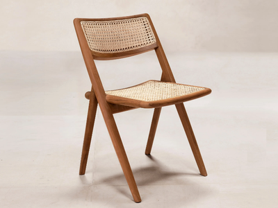 MUṄGĀRU DINING - Chair with open back in teak and cane _ Phantom Hands