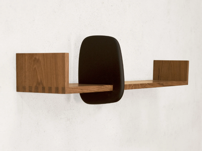 X + L 07 - Open floating teak bookcase _ Phantom Hands