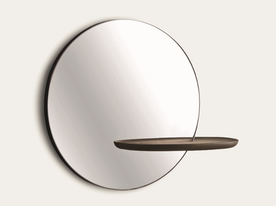 CONTRALTO - Round wall-mounted mirror with shelf _ PIANCA