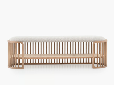 PALÙ - Upholstered wooden bench _ PIANCA