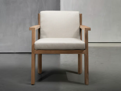 TIMME - Upholstered fabric garden chair with armrests _ Piet Boon