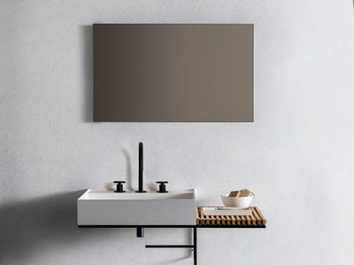 ELEMENT 106 - Rectangular single wall-mounted composite material washbasin _ Pirovano