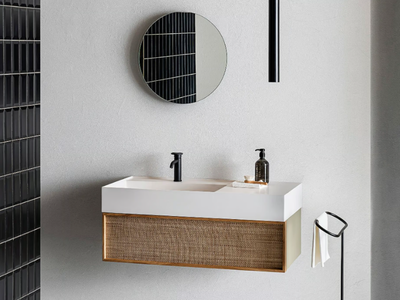 ELEMENT 126 - Wall-mounted vanity unit with drawers with towel rail _ Pirovano
