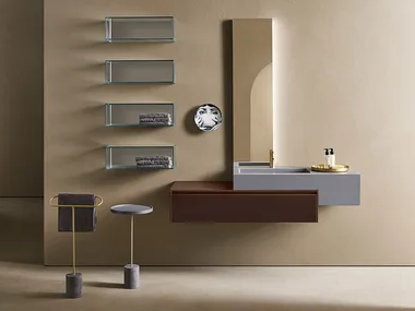 MIDI 104 - Wall-mounted single vanity unit with integrated washbasin _ Pirovano