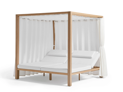 KAHN - Canopy TechTeak and fabric garden bed with parasol _ POINT
