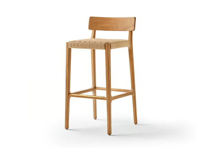 PARALEL - High teak stool with back _ POINT
