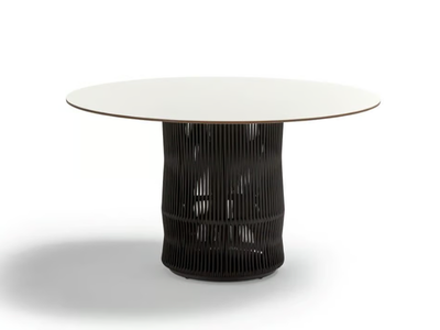 WEAVE - Round table with rope base and stoneware top _ POINT