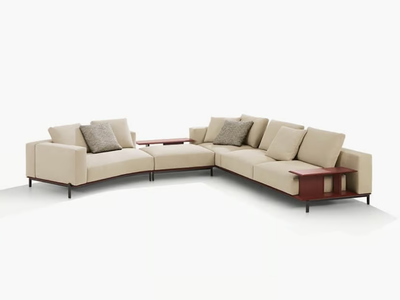 BRERA - Curved fabric sofa with removable cover _ Poliform
