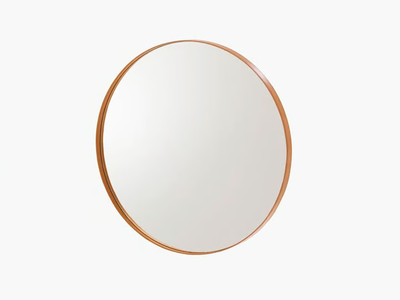 CIRCLE - Round framed wall-mounted tanned leather mirror _ Poliform
