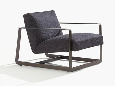GASTON - Sled base leather armchair with armrests _ Poliform