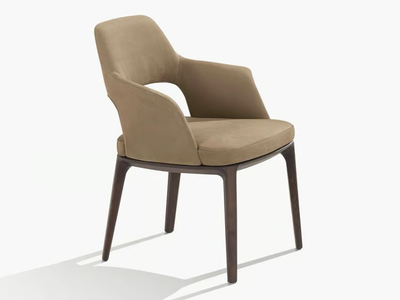 SOPHIE LITE - Upholstered leather chair with armrests _ Poliform