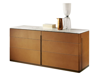 FIDELIO - Tanned leather chest of drawers _ Poltrona Frau
