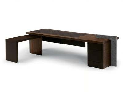 H_O DESK - Rectangular wooden executive desk with drawers _ Poltrona Frau
