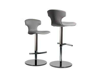 MONTERA MAS - Swivel high leather stool with back _ Poltrona Frau