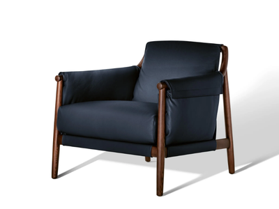 TIMES LOUNGE - Leather armchair with armrests _ Poltrona Frau