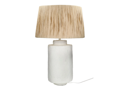 FELISA - Papier mache and raffia table lamp _ POMAX
