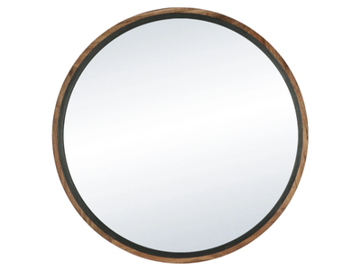GRAMM - Wall-mounted framed round acacia mirror _ POMAX
