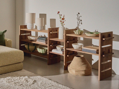 MURCIA - Sectional reclaimed wood shelving unit _ POMAX