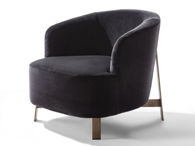 COPINE - Velvet armchair and bronzed brass base _ Porada