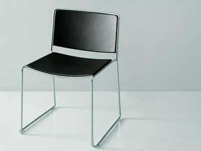 SPINDLE - Sled base leather chair _ Porro