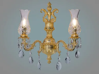 HOWARD 830/A2-SH/G30 - LED brass wall lamp with fixed arm with crystals _ Possoni Illuminazione