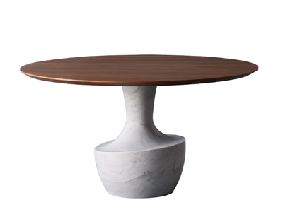 ANFORA 879/T - Round marble dining table with walnut top _ Potocco