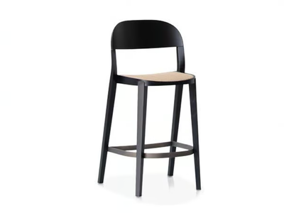 MINIMA 949/SC - High Vienna straw and ash stool with back _ Potocco