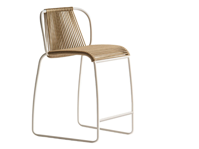 TIBES 945/S - Sled base nautical rope garden stool with back _ Potocco